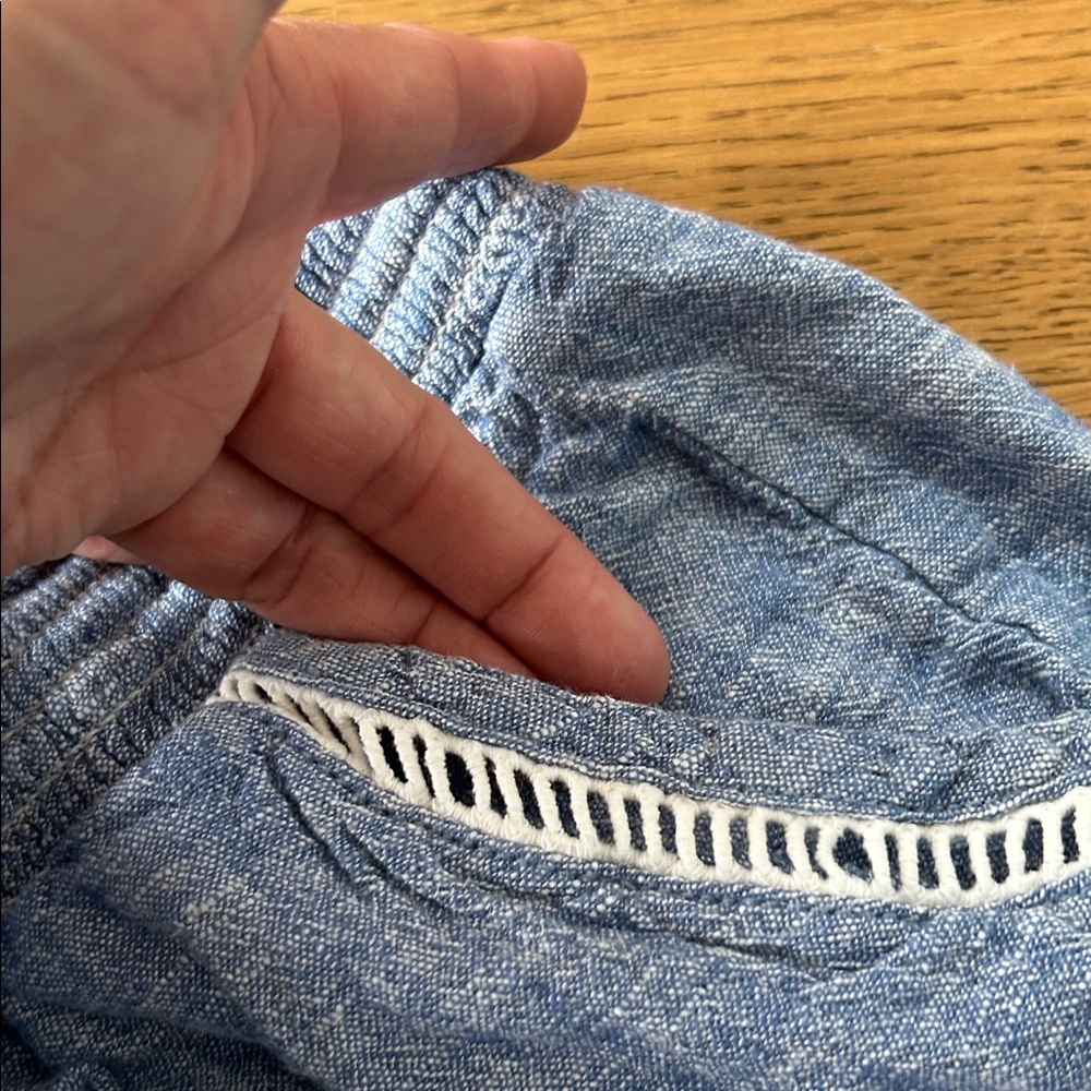 Briggs New York Light Blue Drawstring Linen-Blend High-Waist Shorts (3) - Picture 4 of 5